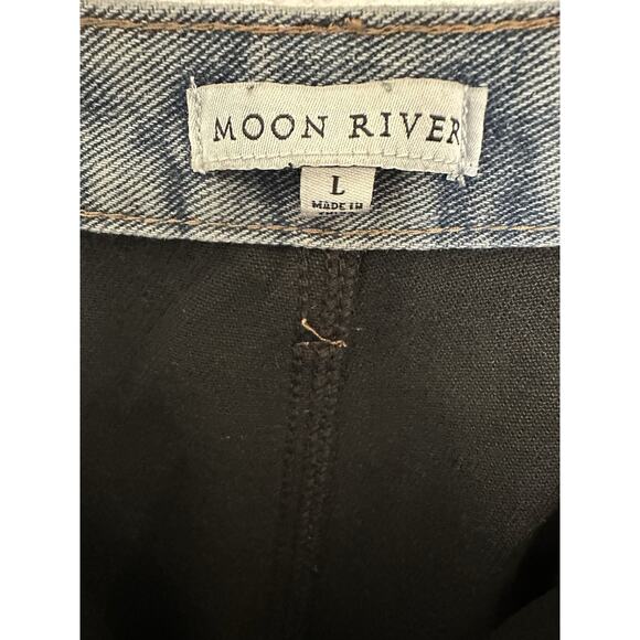 Moon River - Anthropologie two-tone, wide-leg jeans Size L the 90s/Y2K era. - Picture 7 of 11